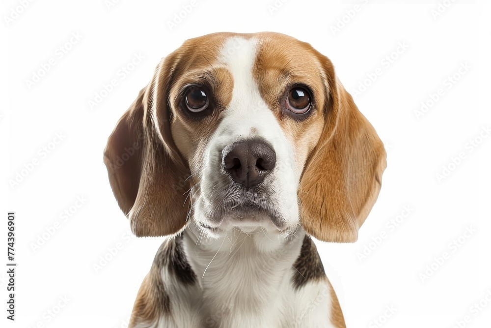 Beagle dog isolated on white background looking at camera Beagle dog isolated on white background looking at camera