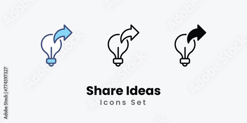 Share Ideas Icons set thin line and glyph vector icon illustration