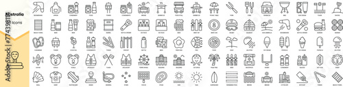 Set of australia icons. Simple line art style icons pack. Vector illustration photo