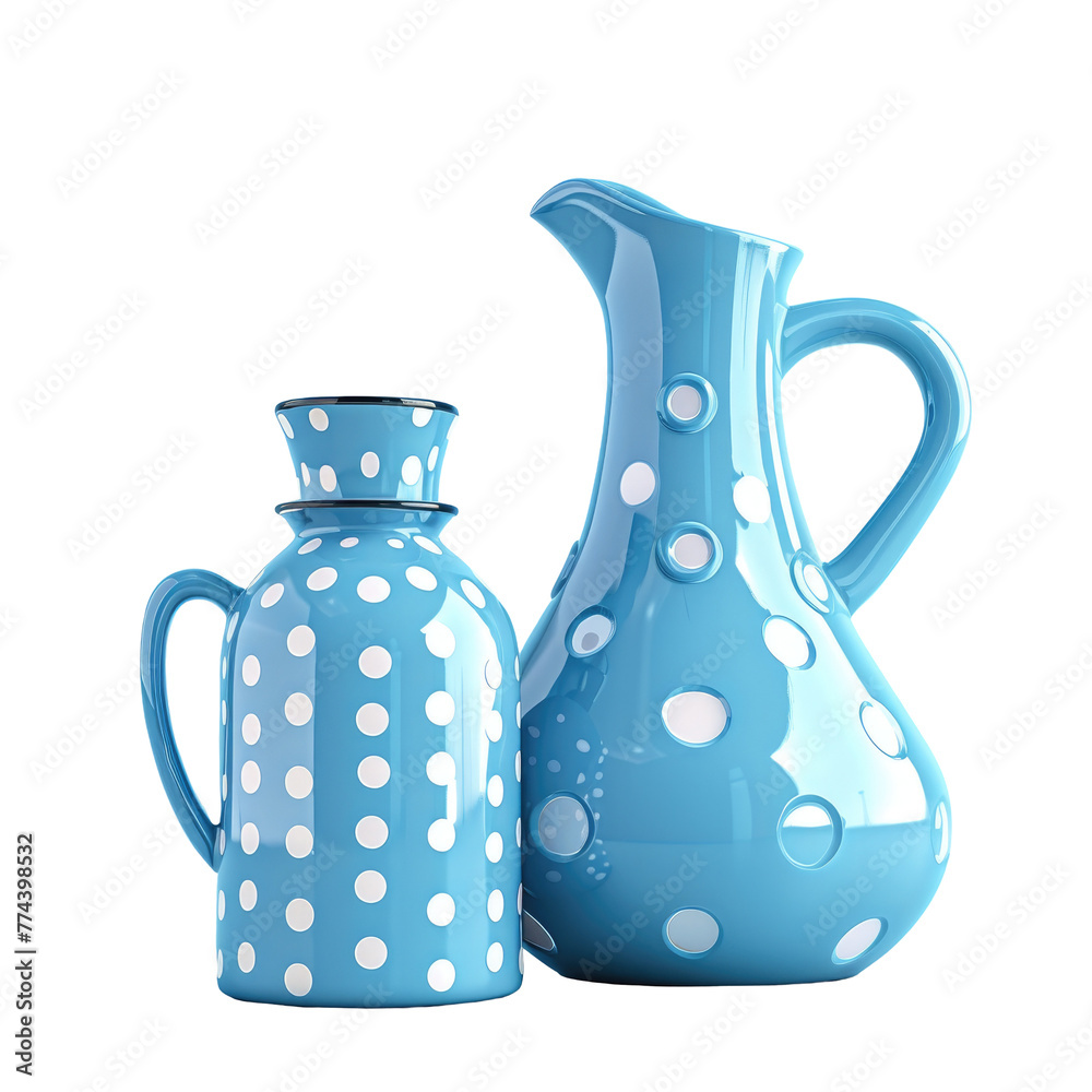 Two vases sitting together on a transparent Two vases sitting together on a transparent