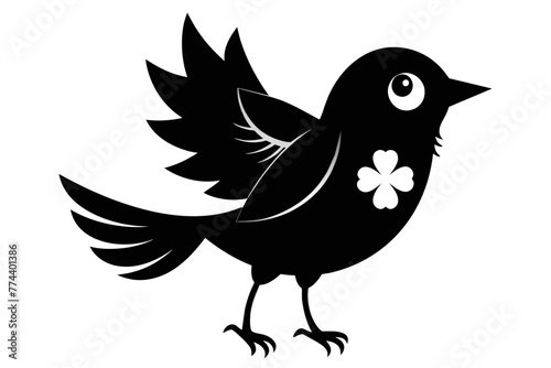 silhouette image,Lucky bird,vector illustration,white background