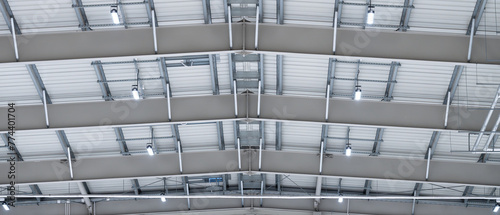 Obraz na płótnie energy-saving warehouse lighting - LED technology - cost reduction system with ESG policy - industry 4.0 w salonie