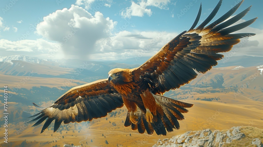 Obraz premium Graceful Eagle Flight in 4K Detail, generative ai