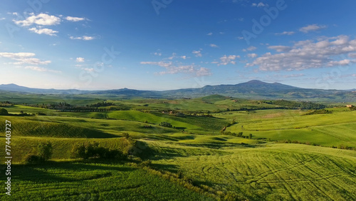 Tuscany aerial landscape of farmland hills © Kokhanchikov