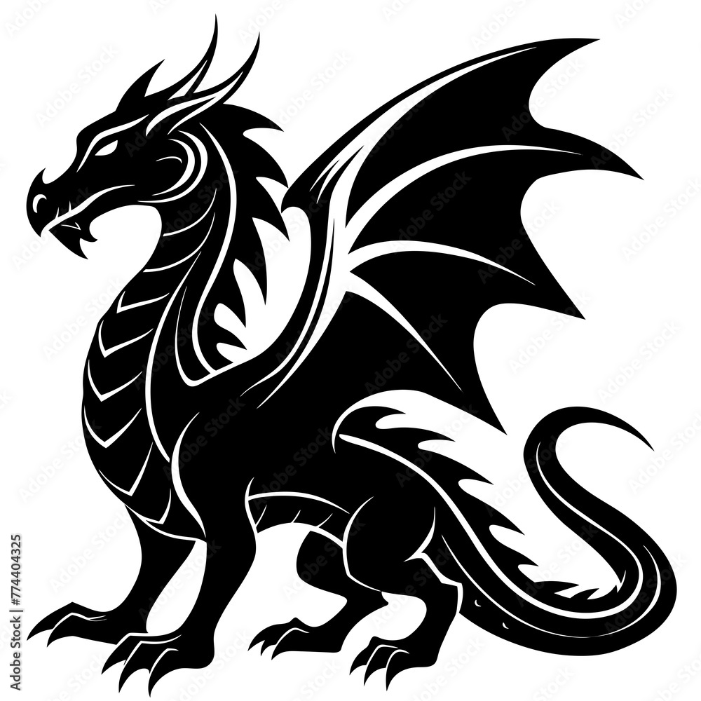 Naklejka premium dragon silhouette vector illustration svg file