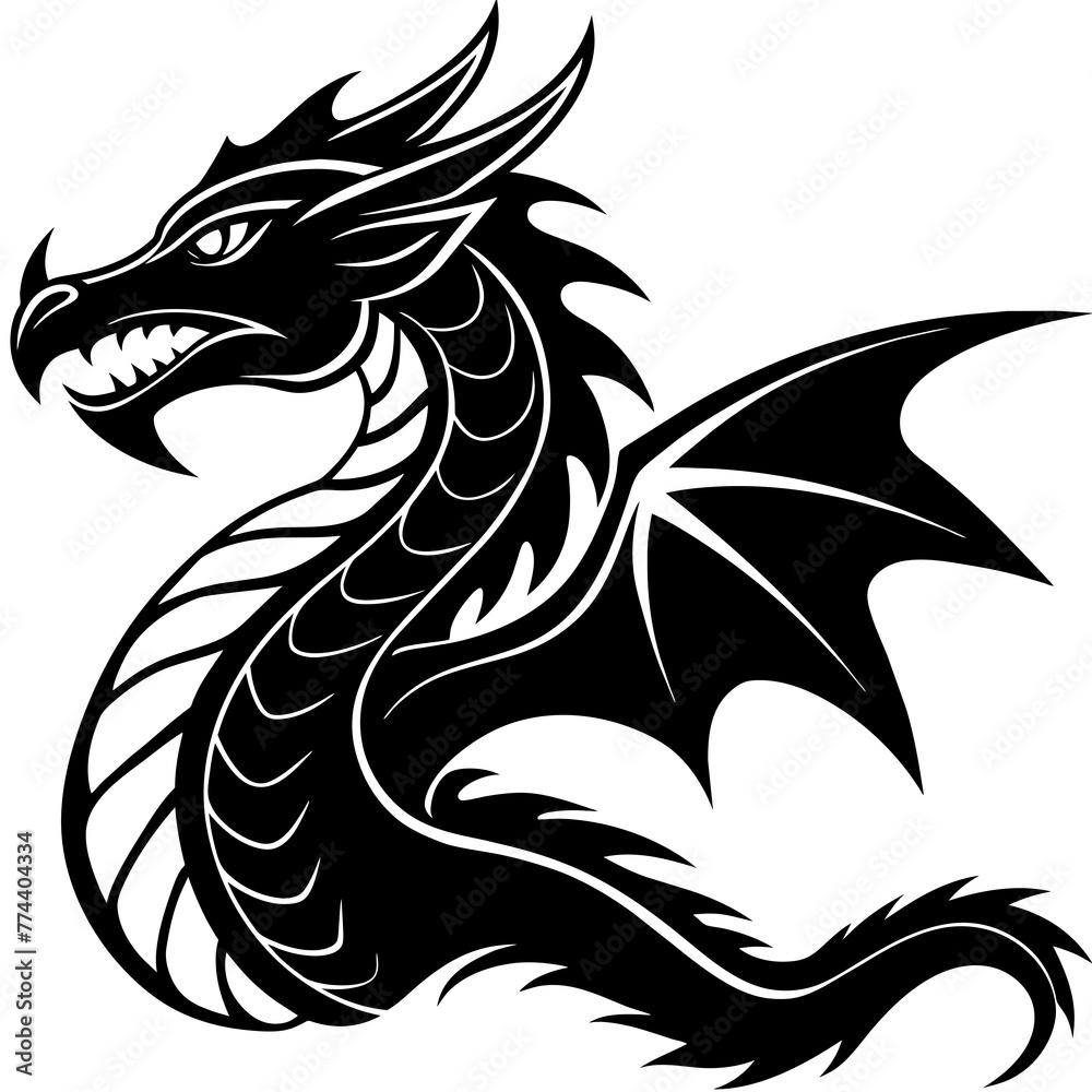 Fototapeta premium dragon silhouette vector illustration svg file