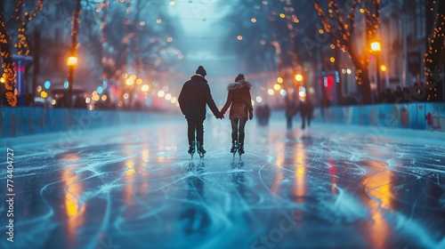 Winter Love: Ice Skating Together, generative ai