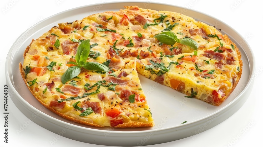 Italian frittata omelet is prepared with a filling of vegetables, cheese, meat or sausage, as well as a mixture of aromatic spices. Italian frittata omelet is prepared with a filling of vegetables, cheese, meat or sausage, as well as a mixture of aromatic spices.