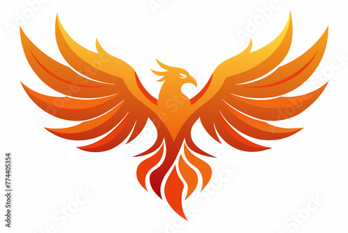 pheonix with open wings,flat curvy design, rounded shapes vector logo style --no background texture