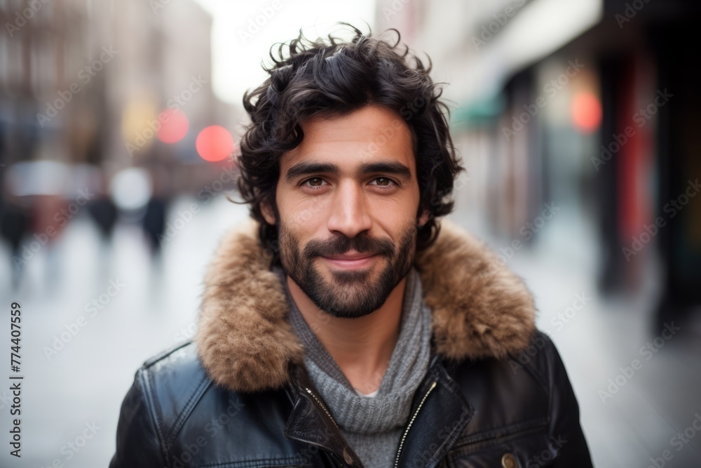 Portrait of a handsome young man with winter clothes in the city Portrait of a handsome young man with winter clothes in the city