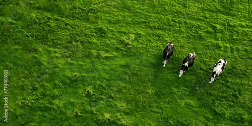 Cows grazing in a lush green field . Concept Nature, Agriculture, Grazing, Livestock, Greenery © Ян Заболотний