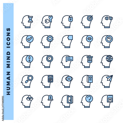 25 Human Mind Two Color icon pack. vector illustration.