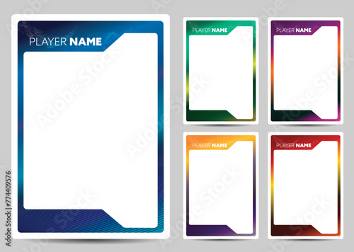 Sport player trading card frame border template photo
