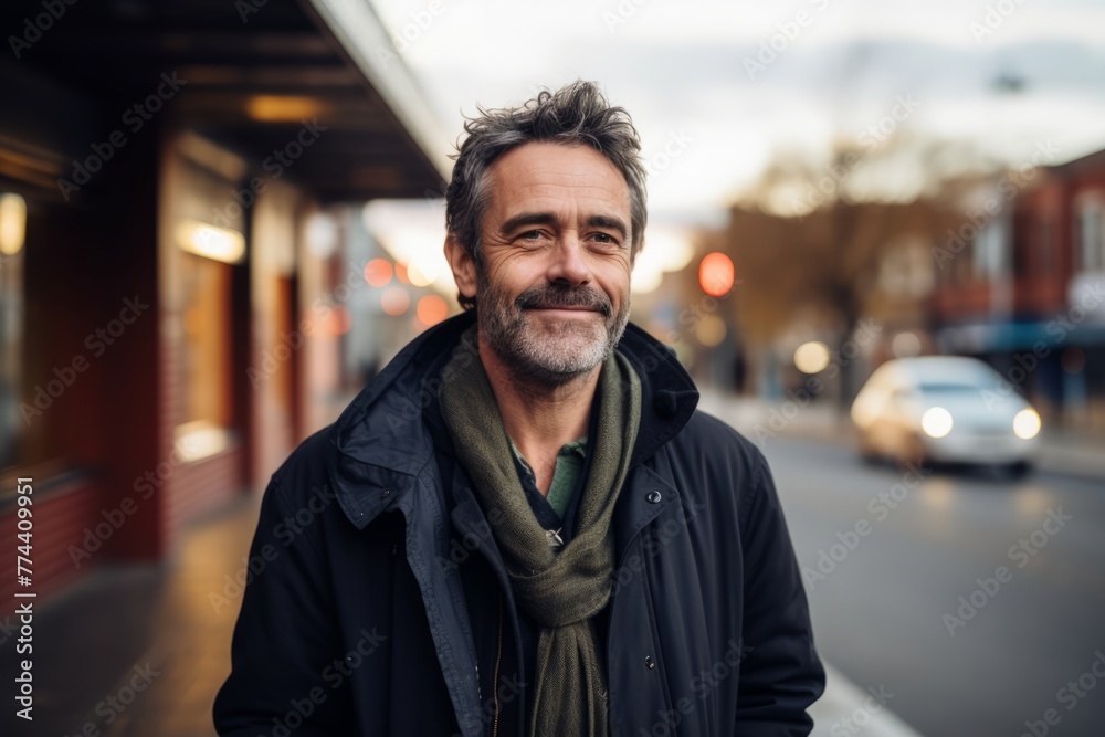 Obraz premium Portrait of handsome middle-aged man in the city street.