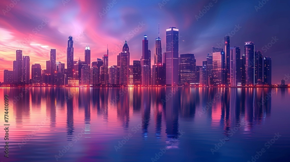 City Lights: Modern Skyline Reflections, generative ai City Lights: Modern Skyline Reflections, generative ai