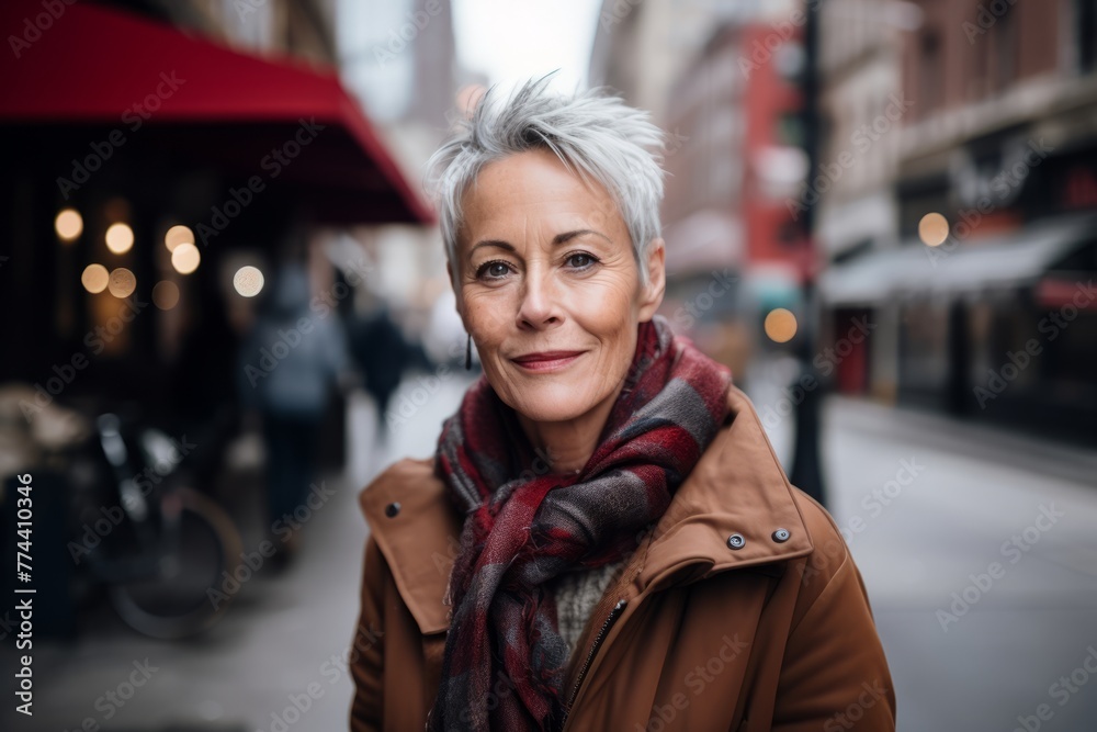 Portrait of a beautiful middle-aged woman in the city. Portrait of a beautiful middle-aged woman in the city.