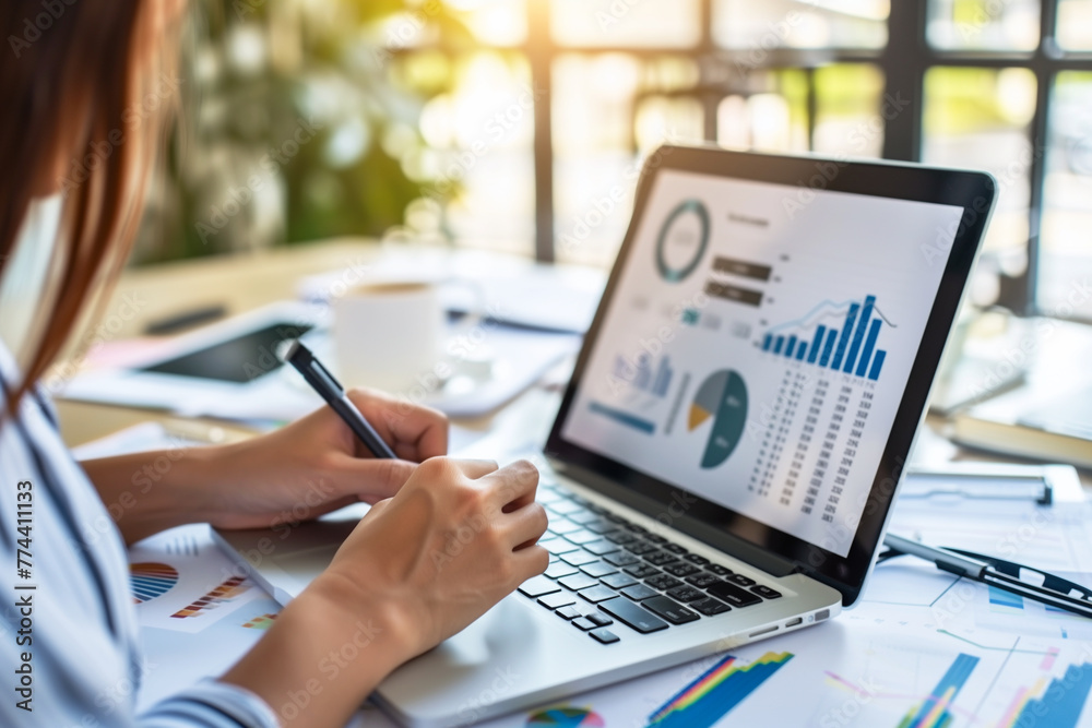 Financial analyst analysis business financial report.