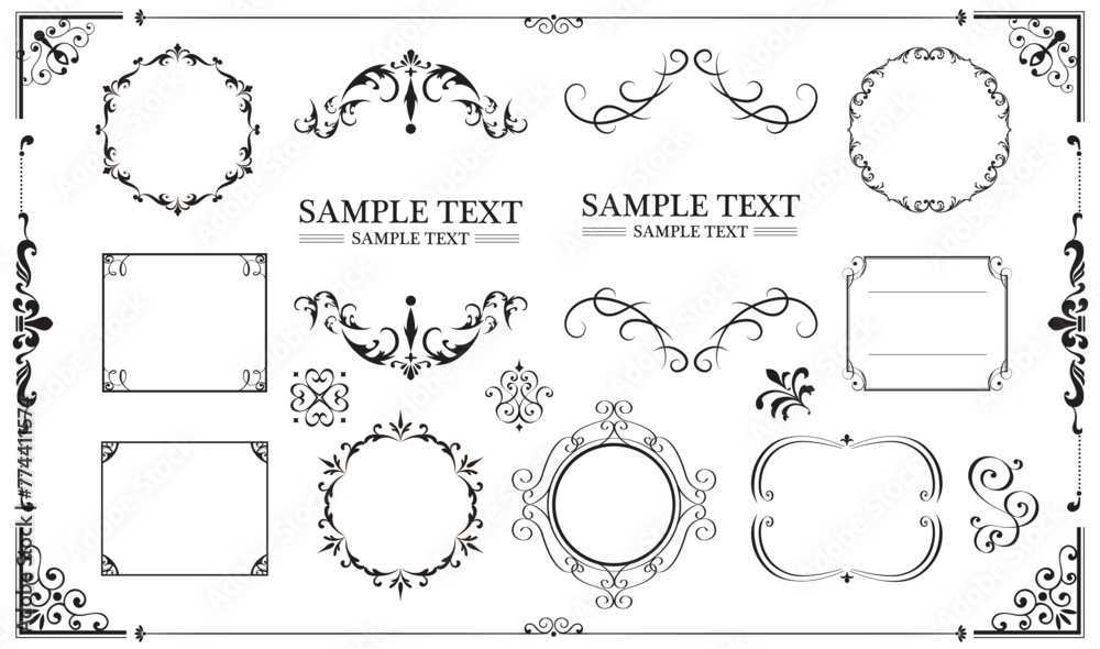 Ornate frames and borders, calligraphic design elements, vector set..eps Ornate frames and borders, calligraphic design elements, vector set..eps