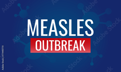 Measles outbreak. Vector typography with virus symbol and text. News headline.