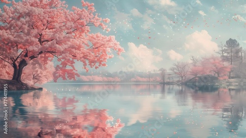 Japanese Cherry Blossom Serenity  generative ai