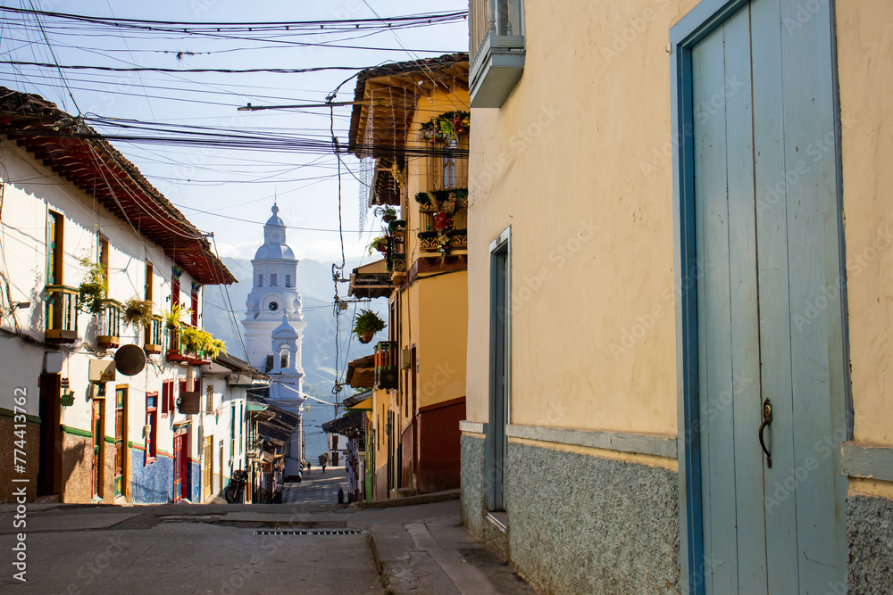 View of the beautiful Heritage Town of Salamina located at the Department of Caldas in Colombia