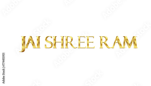Jai Shree Ram golden PNG calligraphy, transparent or isolated on a white background. PNG of Hindu Lord Rama or Ram Navami festival icon.	 photo