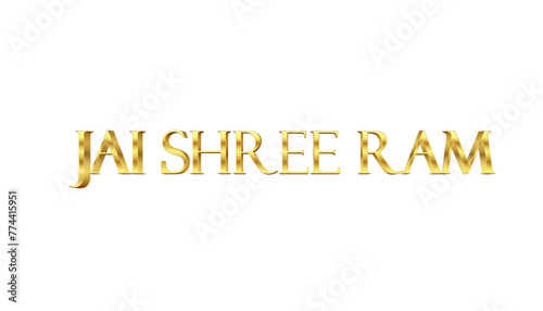Jai Shree Ram golden PNG calligraphy, transparent or isolated on a white background. PNG of Hindu Lord Rama or Ram Navami festival icon.	