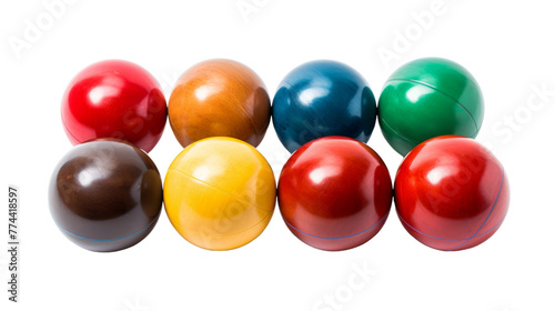 A vibrant group of different colored balls in various sizes, shapes, and textures arranged next to each other