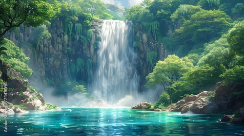 Powerful Waterfall Wonderland, generative ai