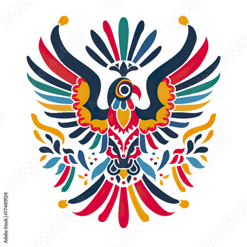 Mexican logo representing an eagle spreading its wings on a transparent background