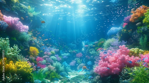 Enchanting Underwater World with Anime Mermaid, generative ai