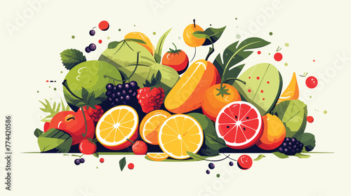 Fototapeta Naklejka Na Ścianę i Meble -  Healthy fruits designcrane flat cartoon vactor illu