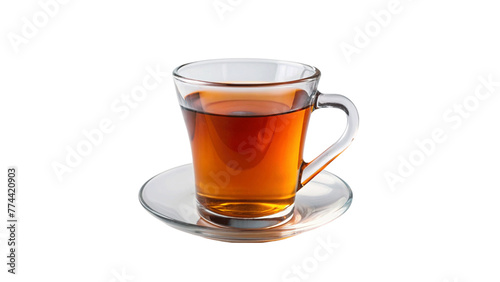 Glass cup of tea isolated on Transparent background.