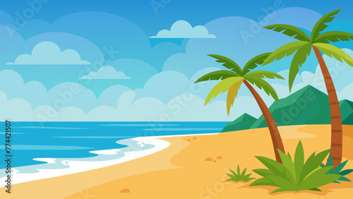 Beach Background Sand  Palm Trees Vector Perfect for Your Design