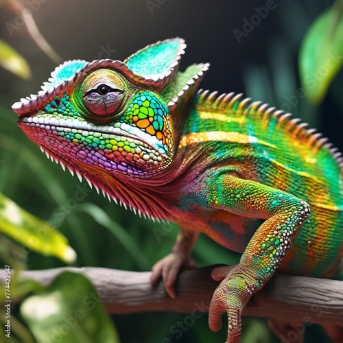 chameleon on a branch © Malika Turhanova