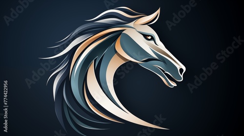 A minimalist logo icon of a sleek, abstract horse.