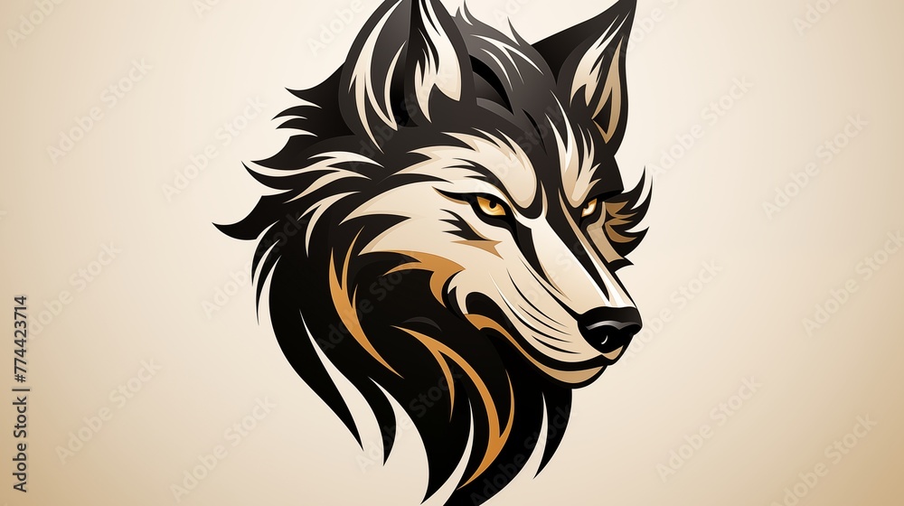 A minimalist logo icon of a sleek, abstract wolf.