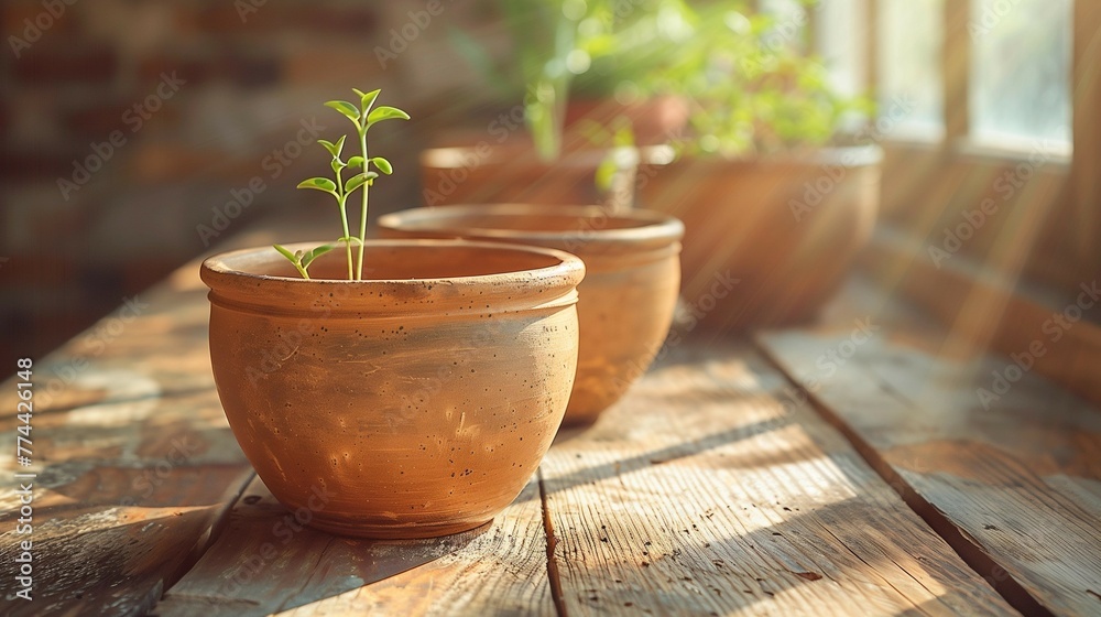 Texture and Tones of Hand-sculpted Clay Pottery, generative ai Texture and Tones of Hand-sculpted Clay Pottery, generative ai