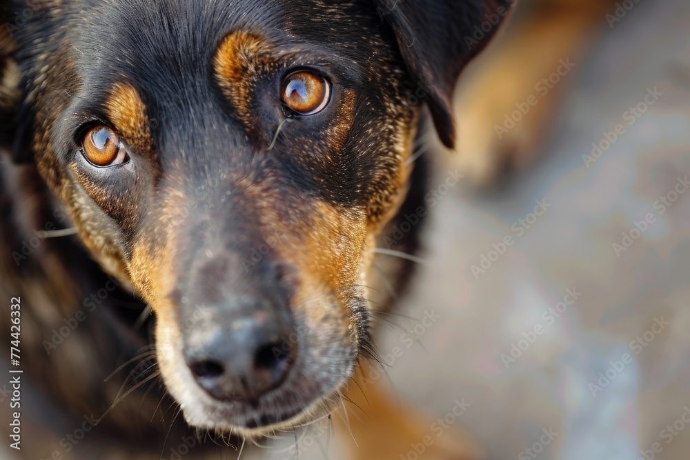 Lonely stray dog with sad intelligent eyes