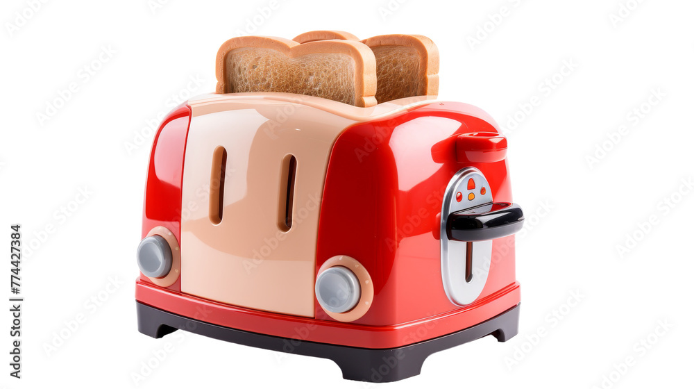 Two slices of bread gently toast inside a sleek toaster