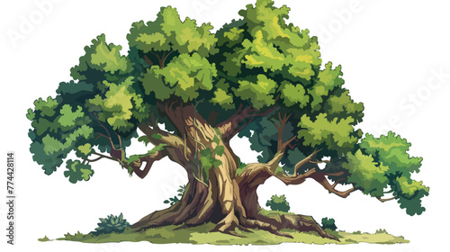Illustration of a big old tree on a white backgroun