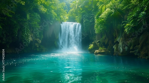 Lush Jungle Waterfall  generative ai