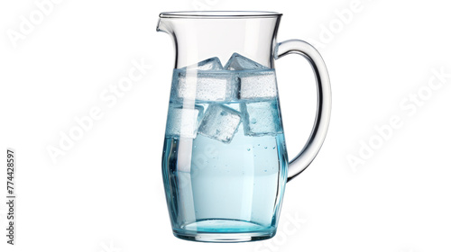 A pitcher filled with crystal-clear water and ice cubes floating inside, creating a refreshing and invigorating drink
