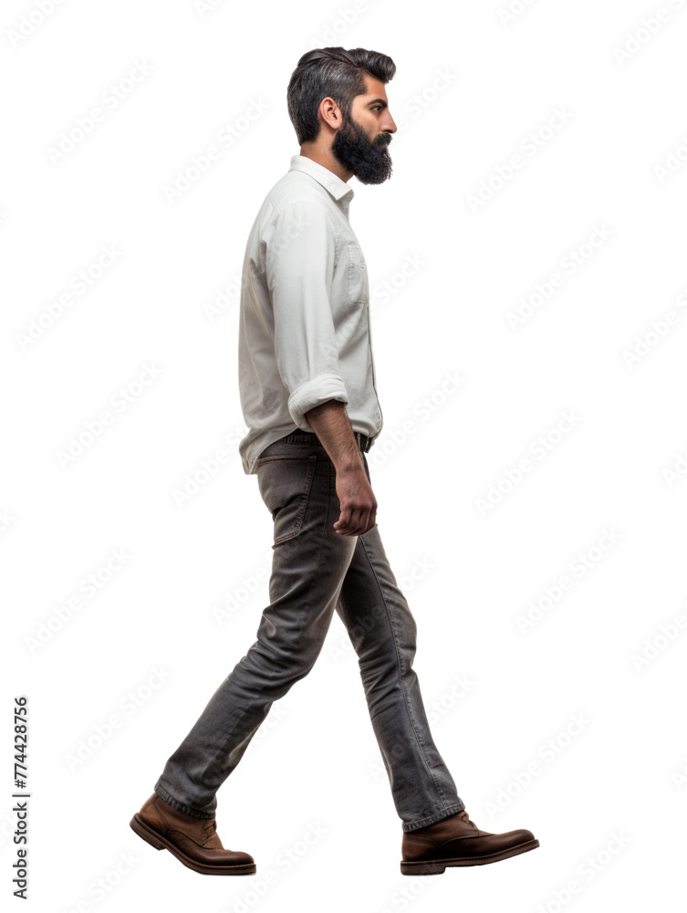 Naklejka premium Profile view of man walking transparent background