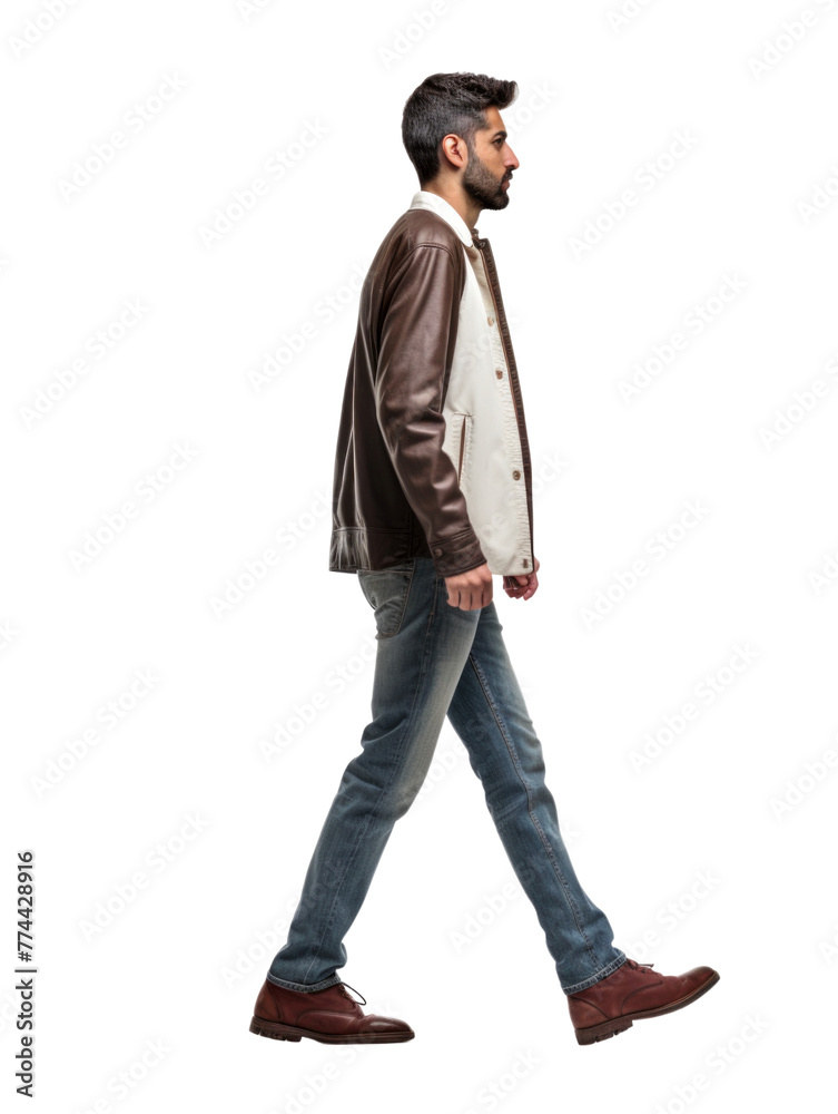 Profile view of man walking transparent background Profile view of man walking transparent background
