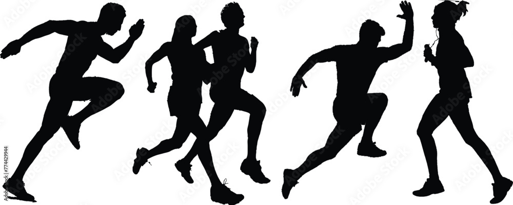 running men and women silhouettes Run, runner, sport