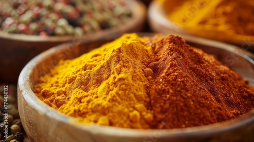 Exotic Spice Blends Macro Shot with Rich Colors, generative ai