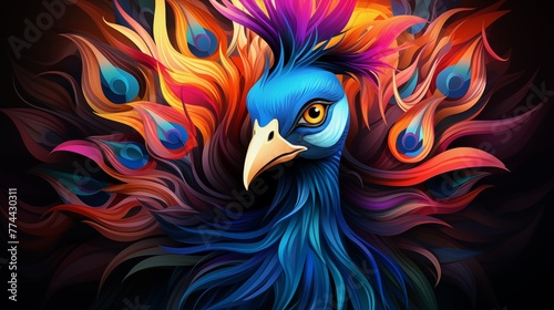 A vibrant logo icon featuring a colorful peacock displaying its plumage.