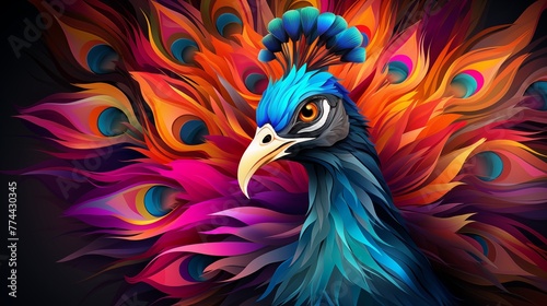 A vibrant logo icon featuring a colorful peacock displaying its plumage.