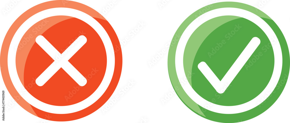 3d modern Check and cross icon 3d modern Check and cross icon